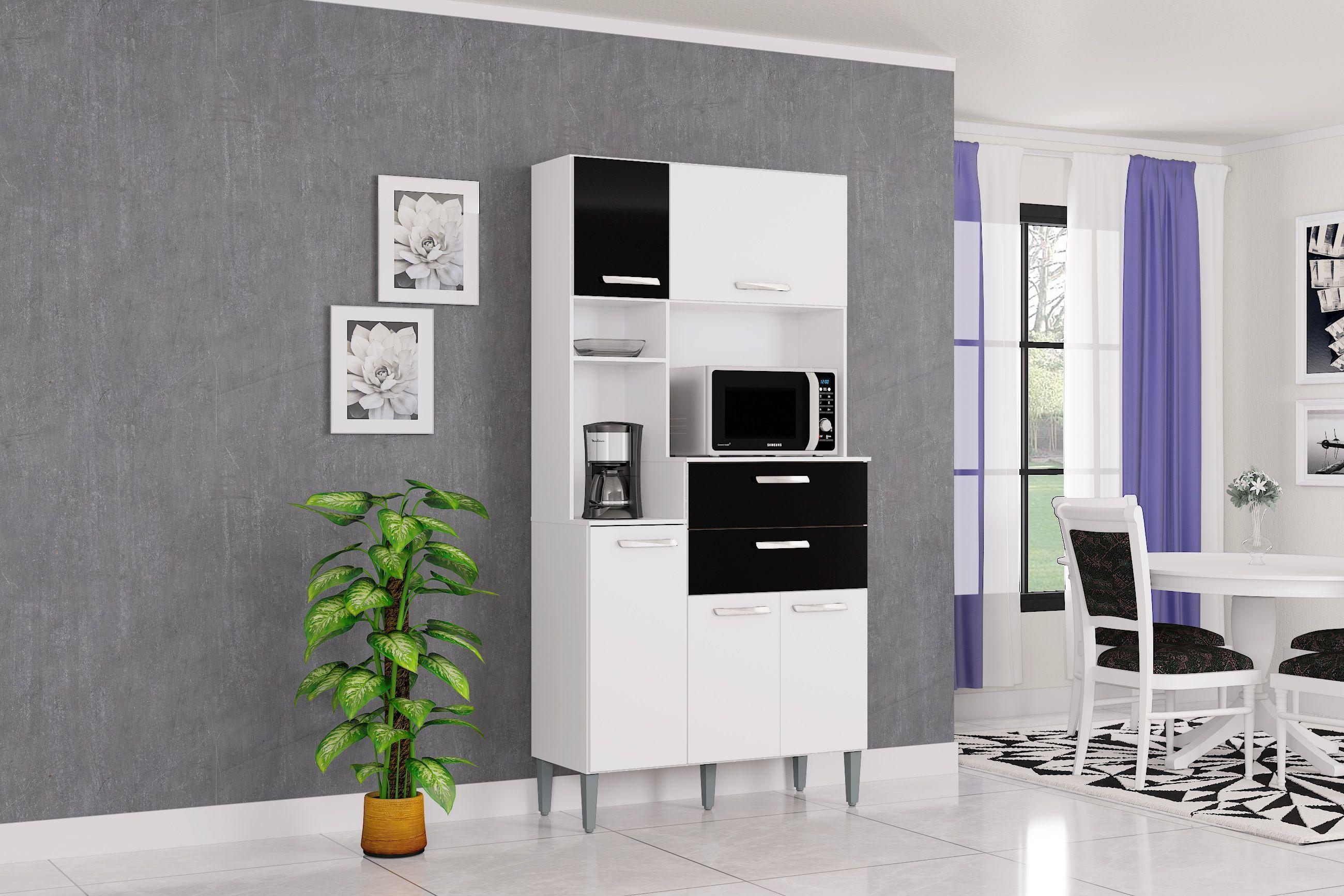 Mueble de cocina Flavia 5 puertas blanco/negro-1