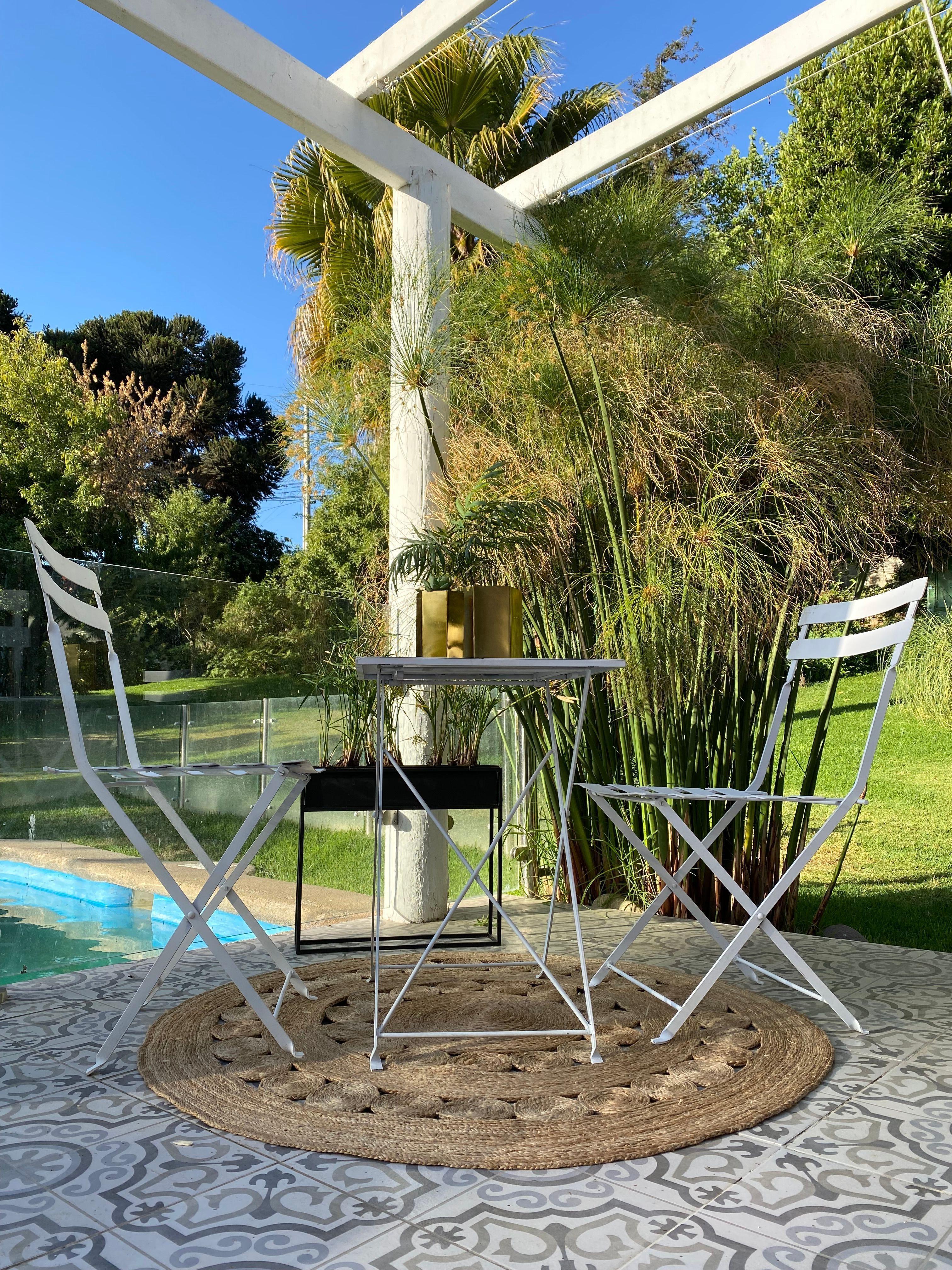 Set de Mesa con 2 Sillas Metalico Vintage Blanco-4