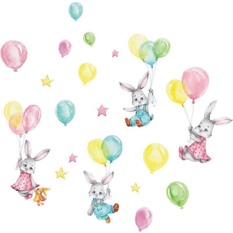 Conejos y globos | Vinilo sticker pared-4