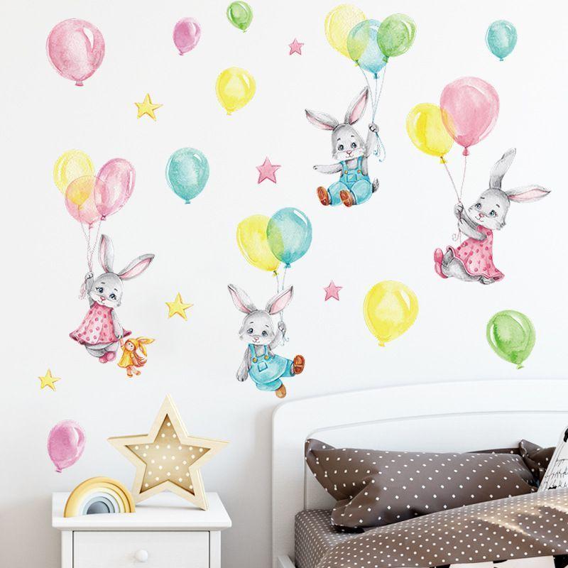 Conejos y globos | Vinilo sticker pared-7