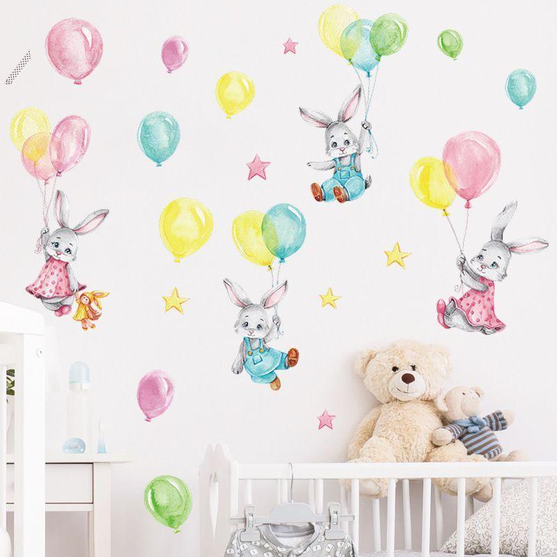 Conejos y globos | Vinilo sticker pared-5