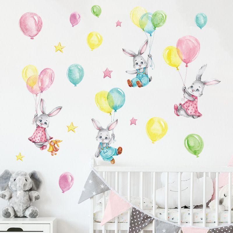 Conejos y globos | Vinilo sticker pared-6