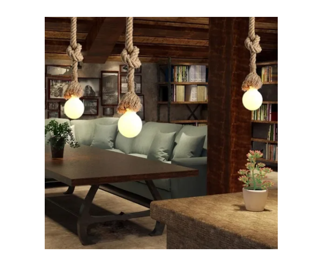 Lampara Colgante Soga Decorativo Vintage E27-1