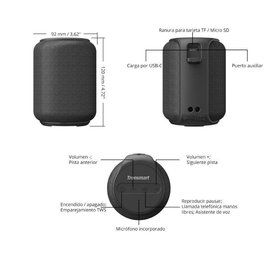 Tronsmart Element T6 Mini Parlante Bluetooth 15W - negro-5