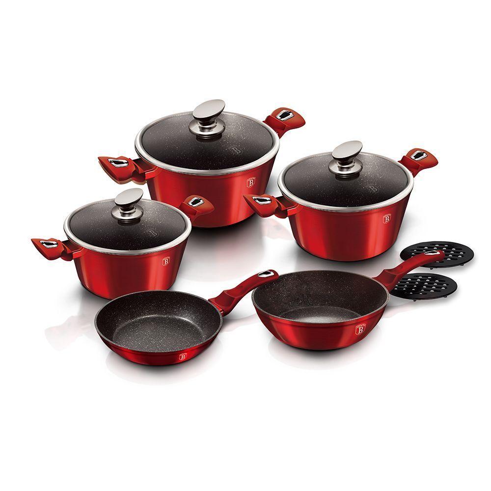 BATERÍA DE COCINA BERLINGER HAUS 10 PIEZAS LÍNEA BORGOÑA METÁLICA-1