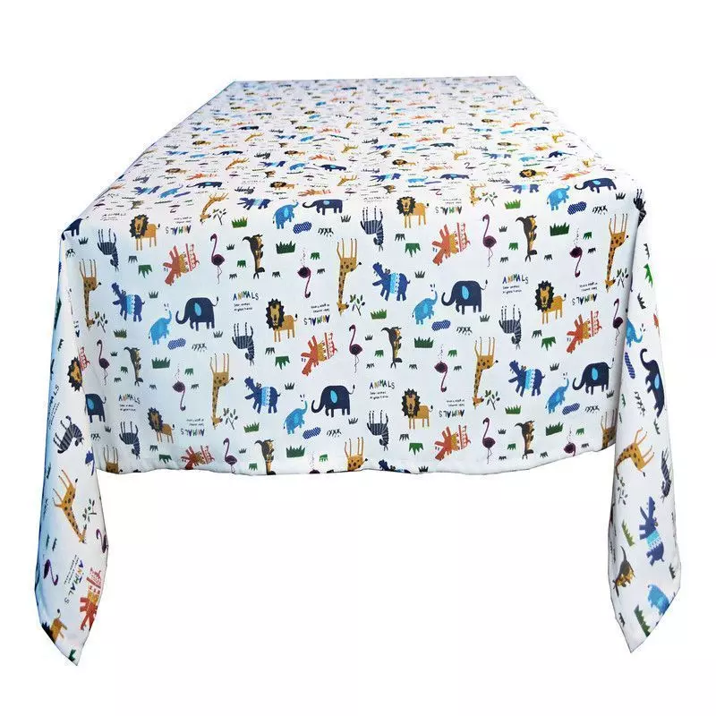 Mantel Rectangular animalitos fondo blanco 250 cm x 150 cm-0
