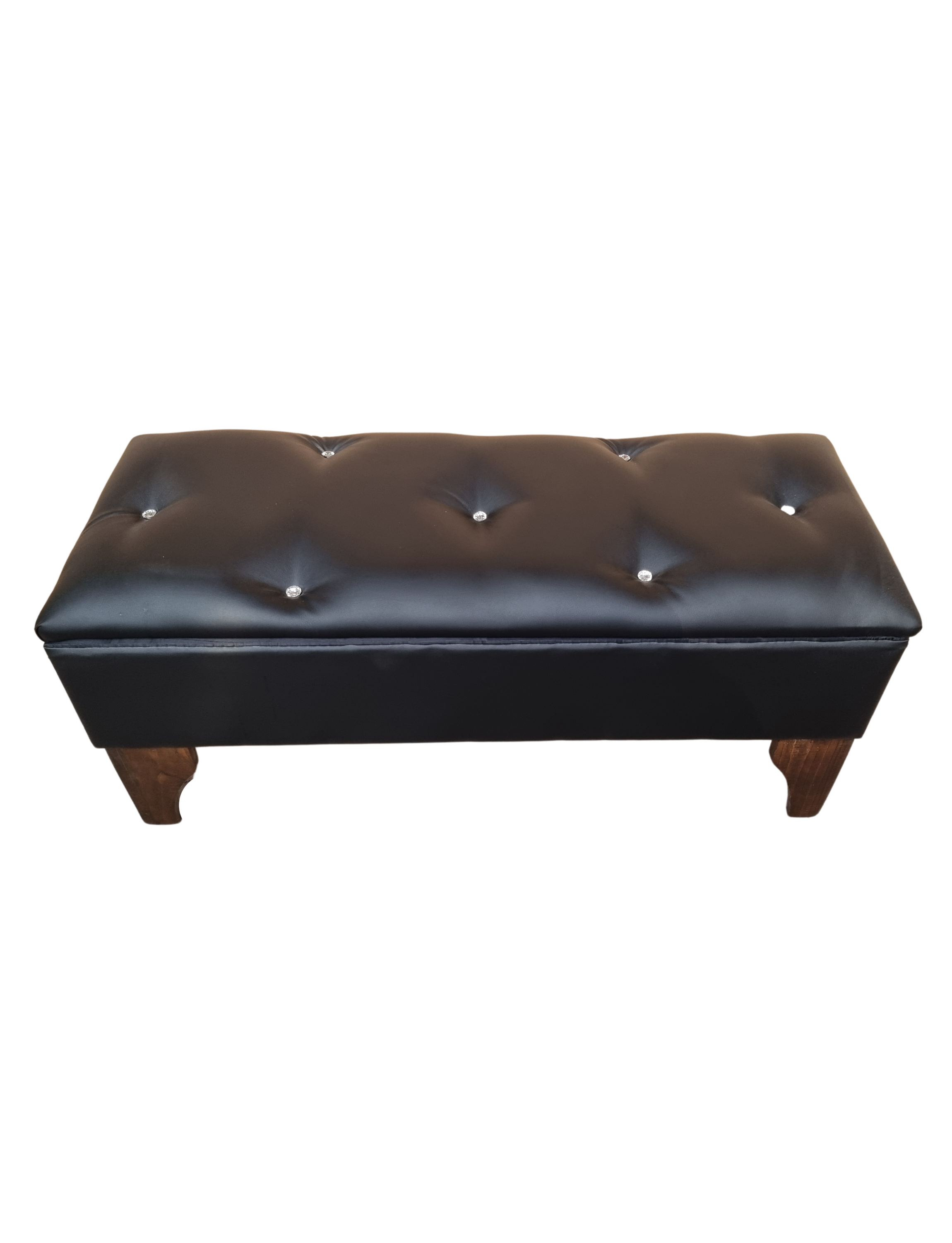 Banqueta  Baúl Botón Diamante Negro Eco Cuero Rimar-3