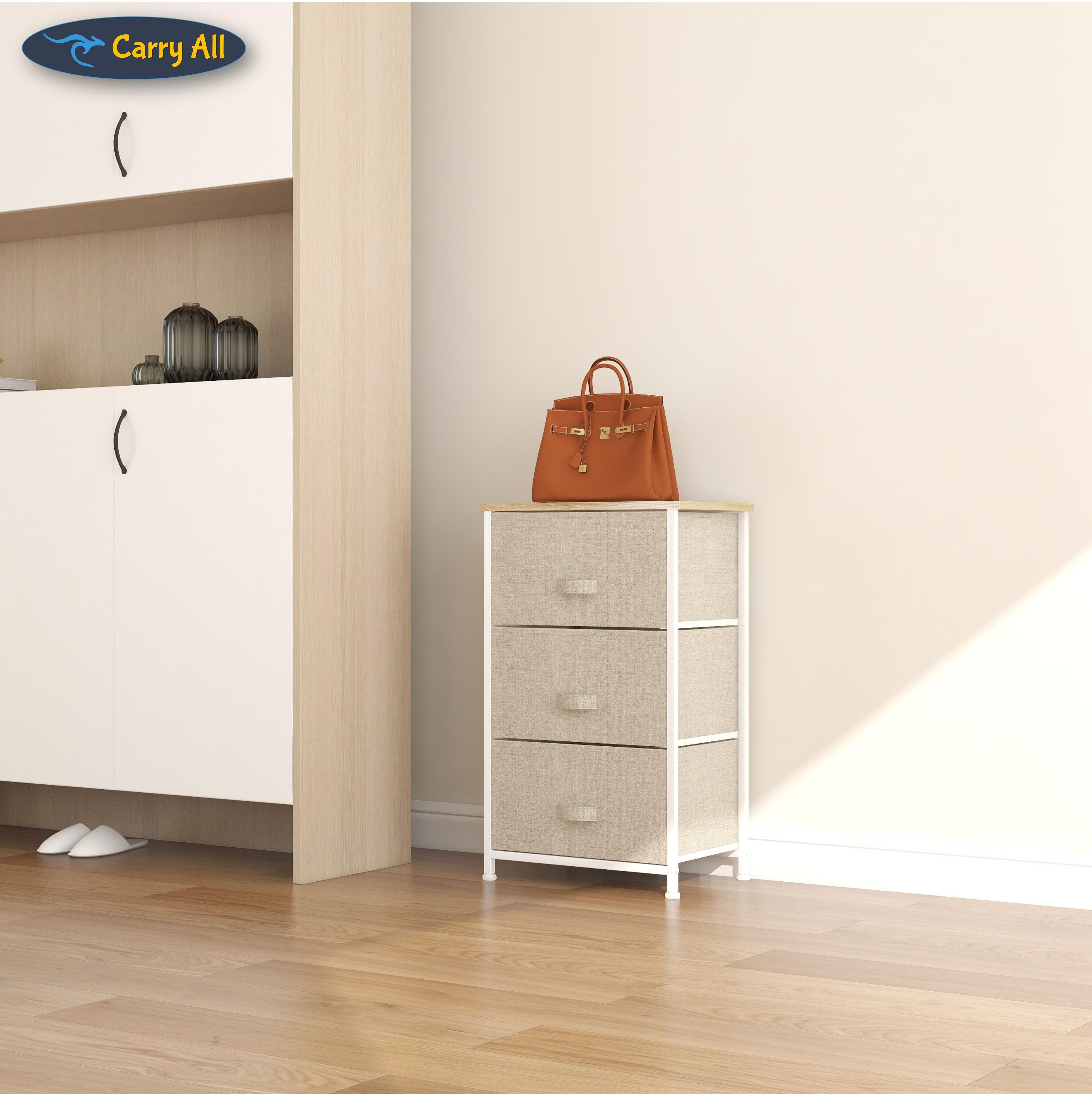 Cajonera Velador Organizador 3 Cajones Metal Madera Tela-3