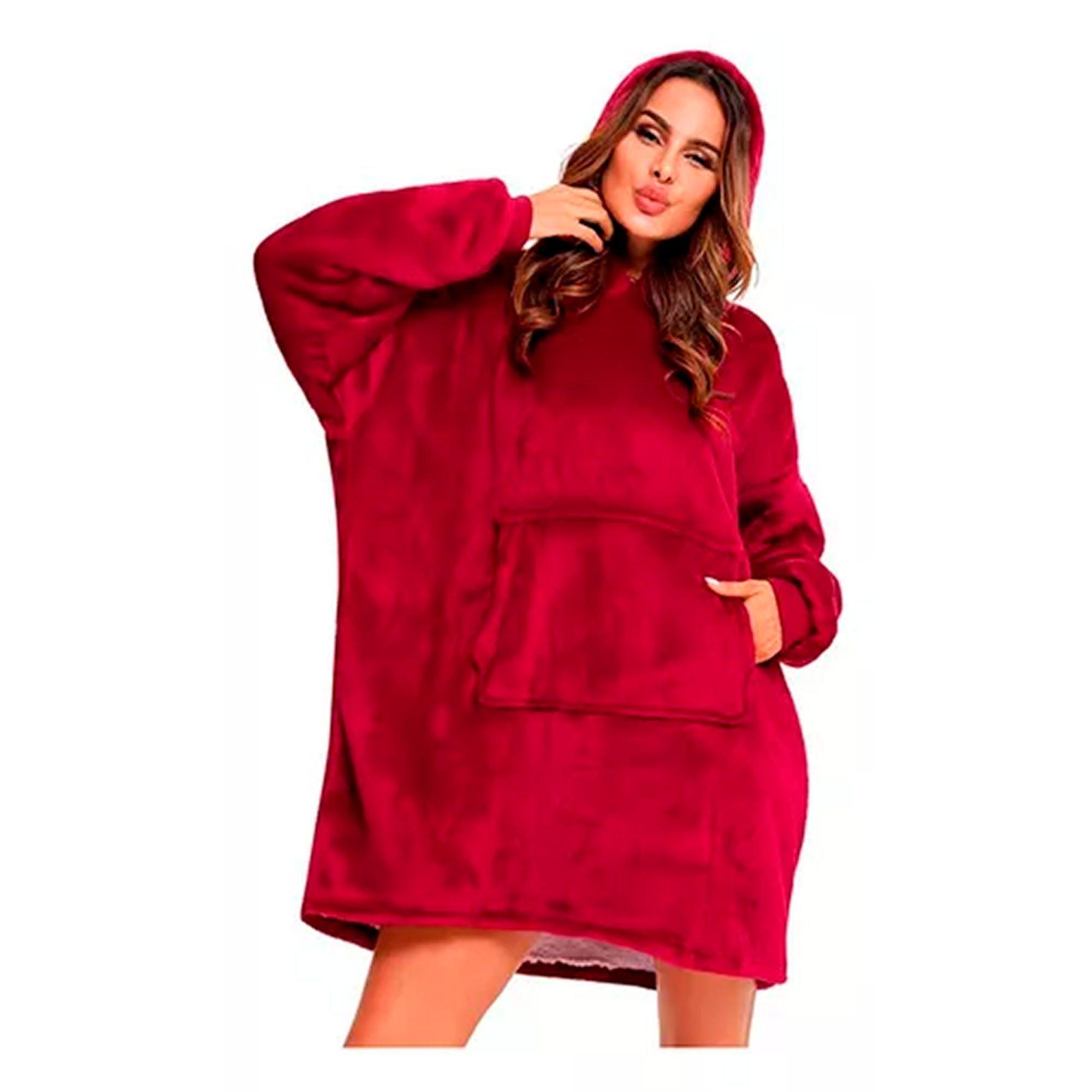 Polerón Polar Bata Con Capucha Felpa Manta Frazada Sherpa-0