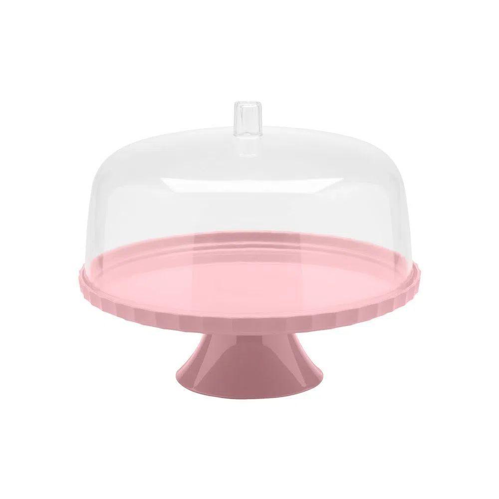 Porta torta con pedestal Rosado 30 cm-0