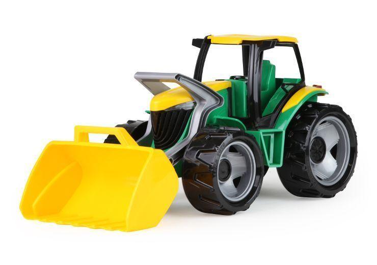 Tractor GIGA TRUCKS con cargador frontal, verde, caja expositora-0