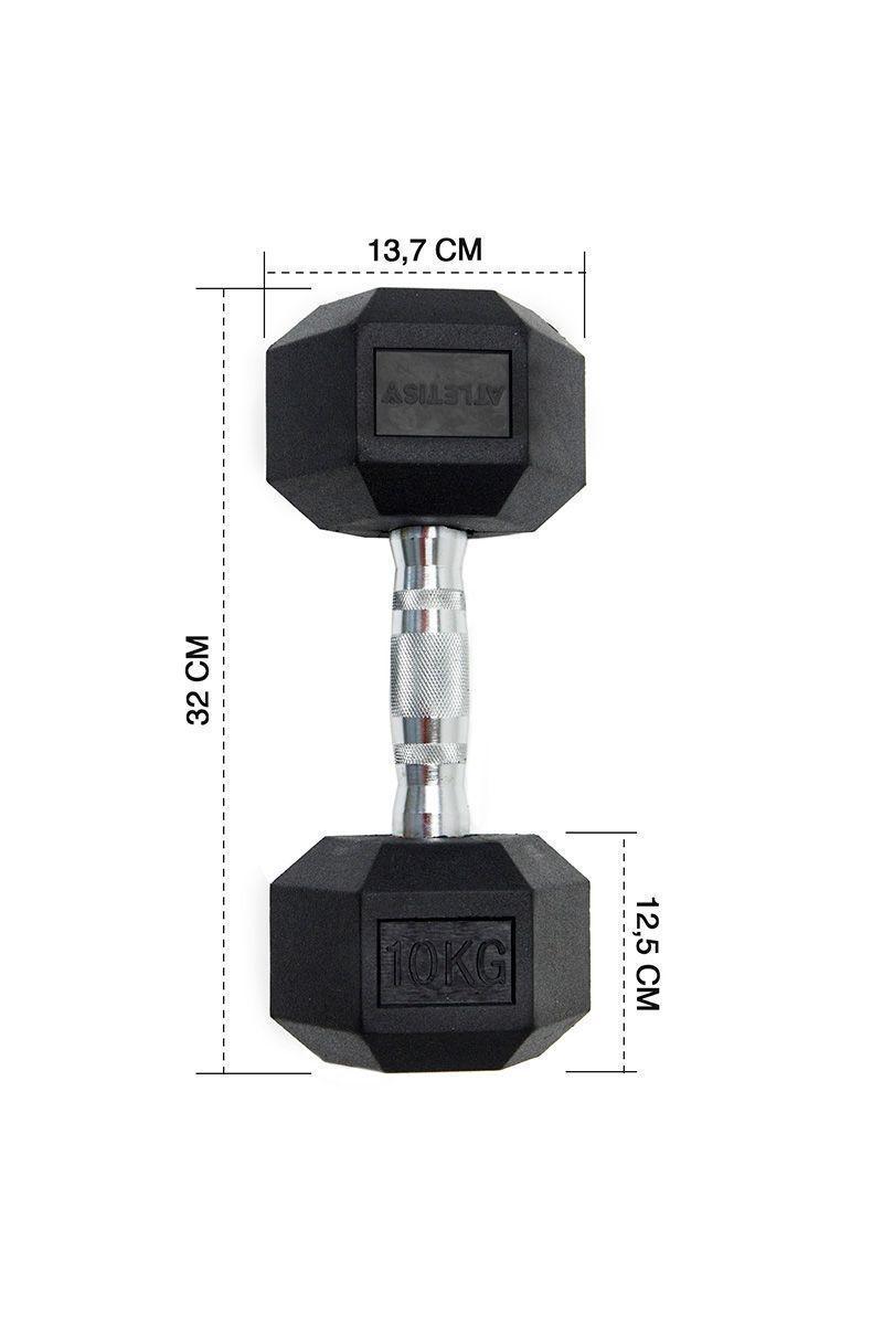 Pack de 2 Mancuernas Hexagonales 10 Kg Negro-2