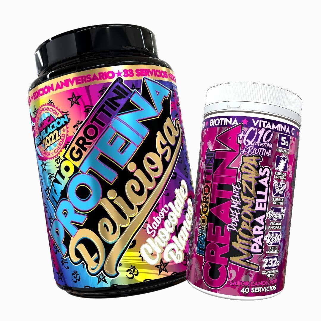 PROTEINA WHEY DELICIOSA 2,3LB - CHOCOLATE BLANCO + CREATINA 40SV CANDY POP-0