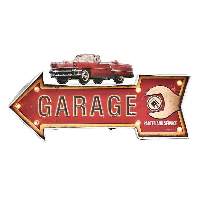 LETRERO VINTAGE LED GARAGE (48 x 5 x 23 cm)-0