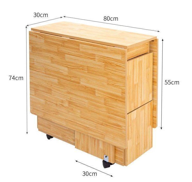 Comedor plegable multiuso + 4 taburetes Tono Bambú Nativo-3