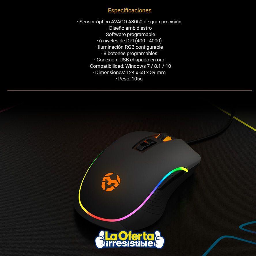 Mouse Gamer Krom Kane 8 Botones RGB DPI Ajustable-11