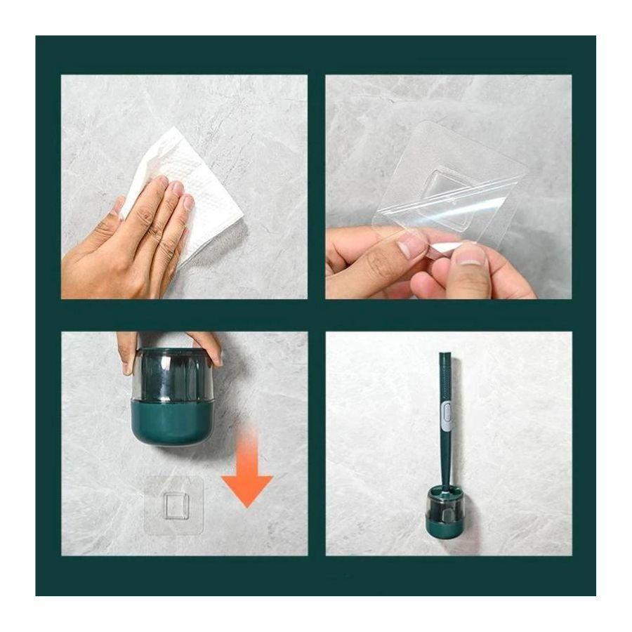 Cepillo Limpieza De Inodoro Con Dispensador De Jabón Verde-2