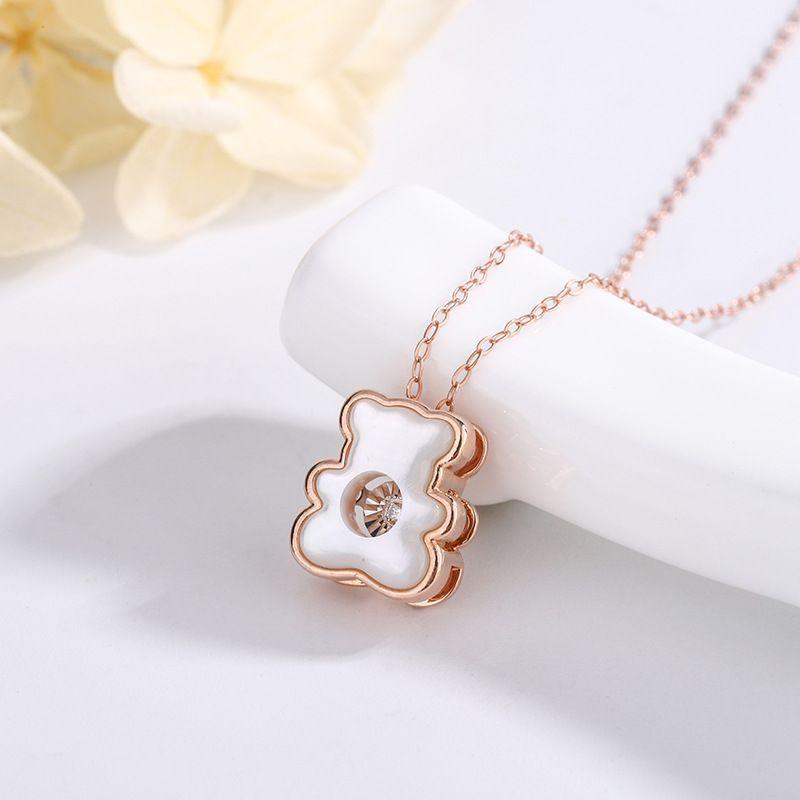 CADENA ESLABONES ORO ROSADO 18K COLGANTE OSITO NACAR DIAMANTE 3P-1