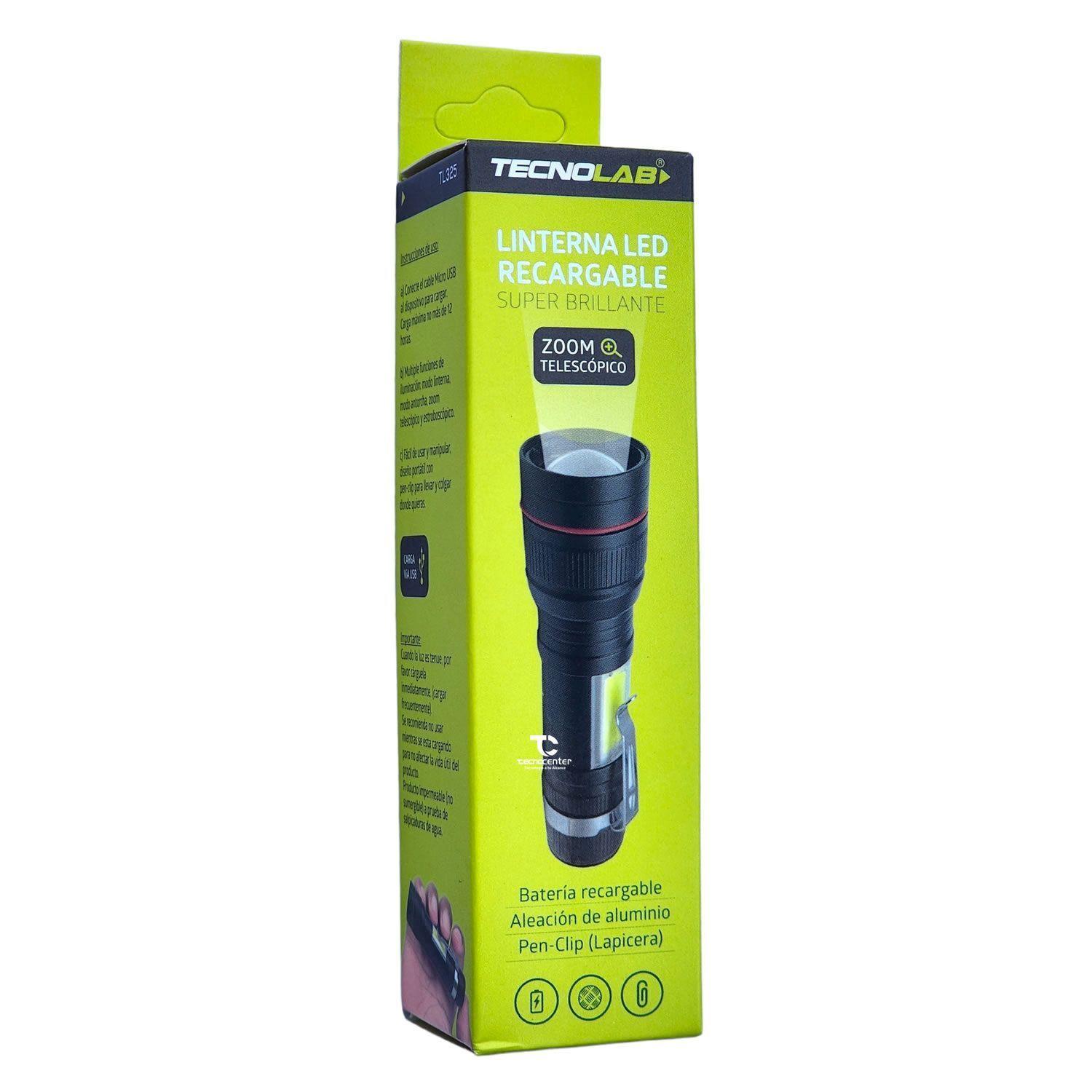 Linterna Led Recargable Usb Tecnolab TL325-5