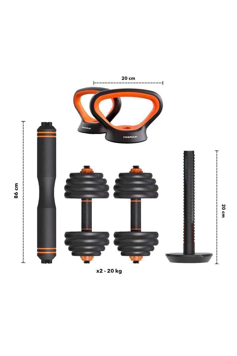 Set Pesas Ajustable 20 Kg Kettlebells Negro-2