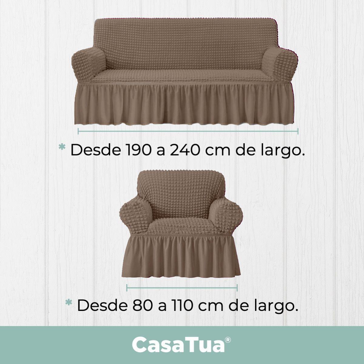 Juego Funda Sofa Elastica Cubre Sillon Turco 3+1+1 Cuerpos Café-4