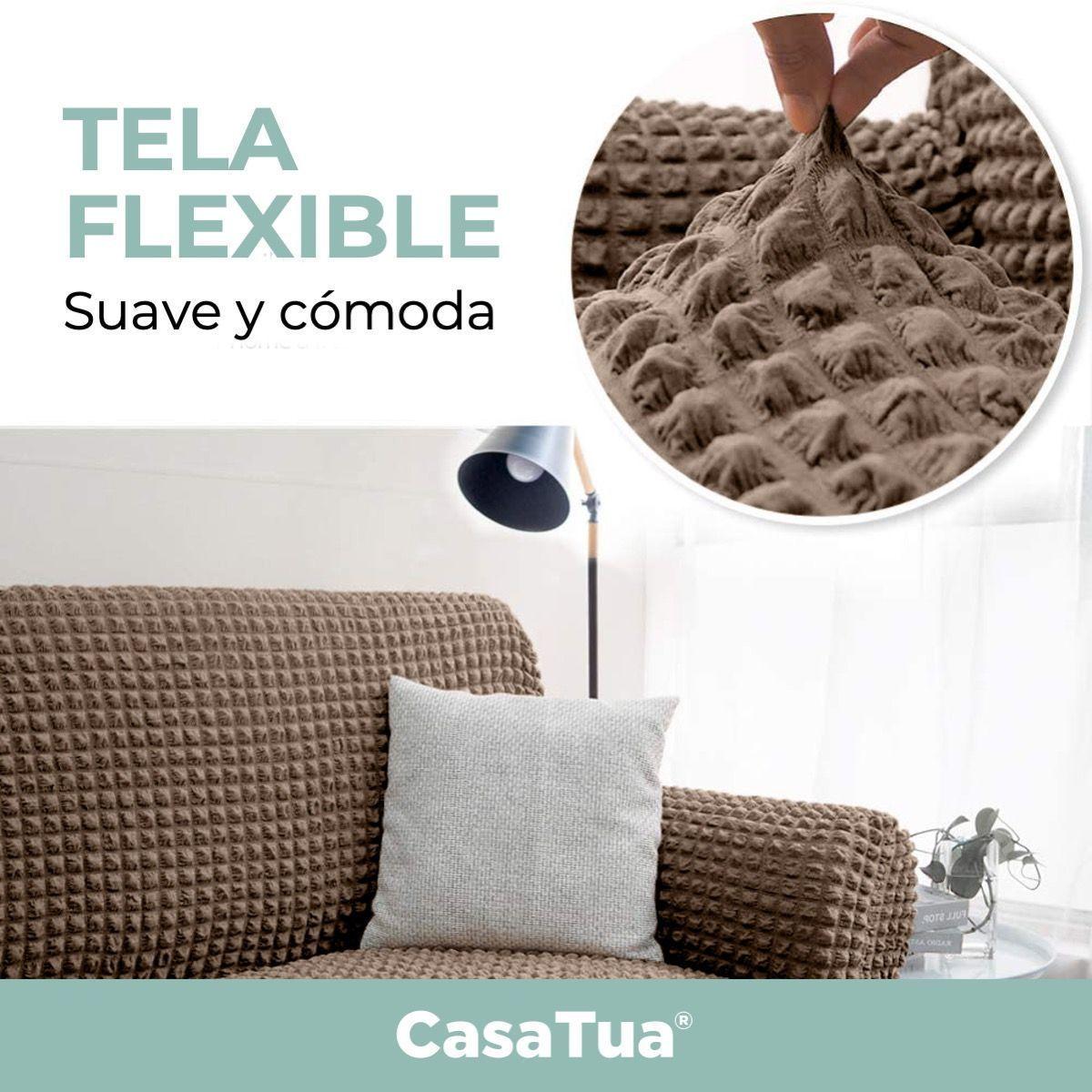 Juego Funda Sofa Elastica Cubre Sillon Turco 3+1+1 Cuerpos Café-1