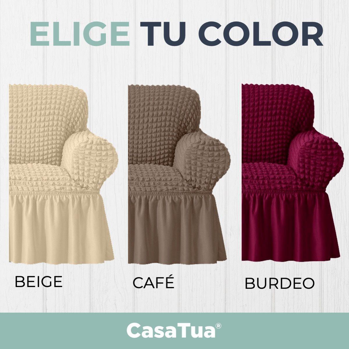 Juego Funda Sofa Elastica Cubre Sillon Turco 3+1+1 Cuerpos Café-2
