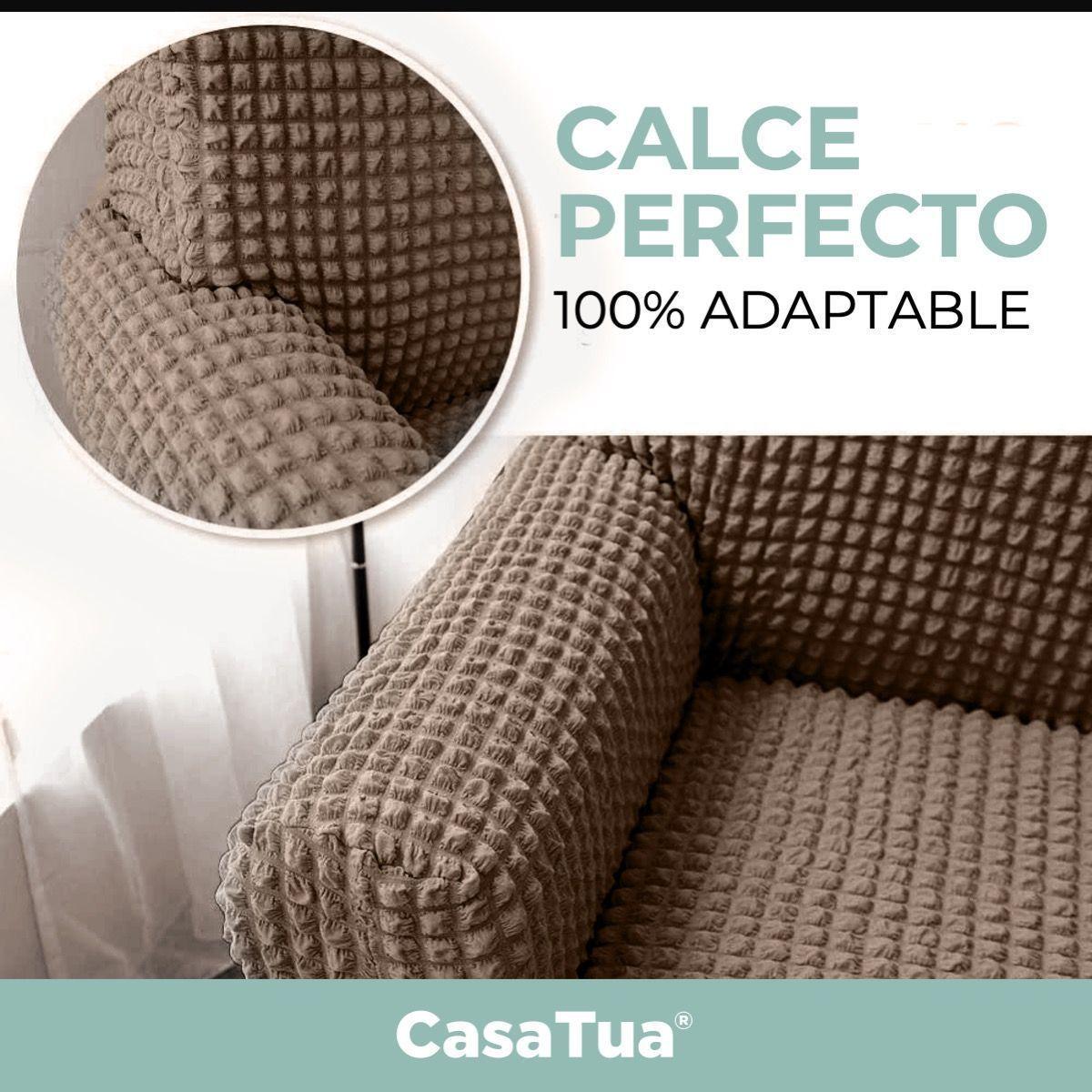 Juego Funda Sofa Elastica Cubre Sillon Turco 3+1+1 Cuerpos Café-3