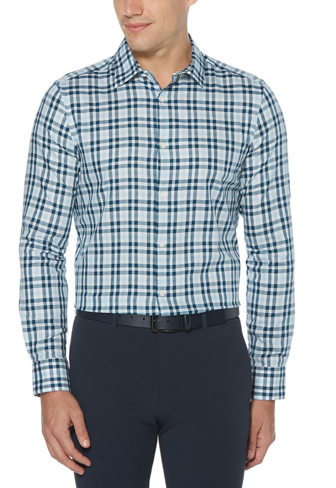 Camisa Cuadros Casual Celeste-0