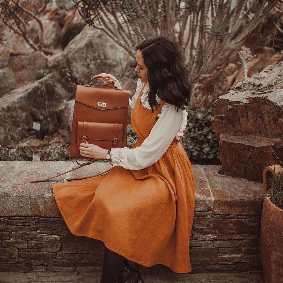 Ecosusi Mochila Vintage Daisy para Notebook 15,6" - Marrón-3