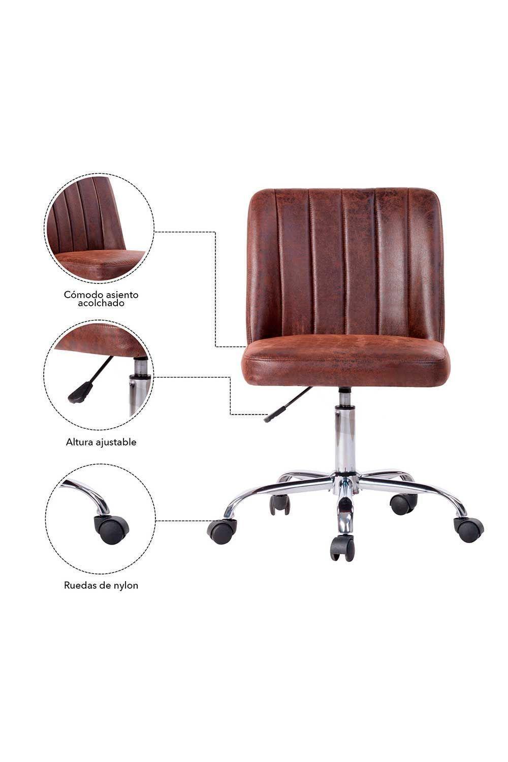 Silla de Oficina Vintage PU - Café-4