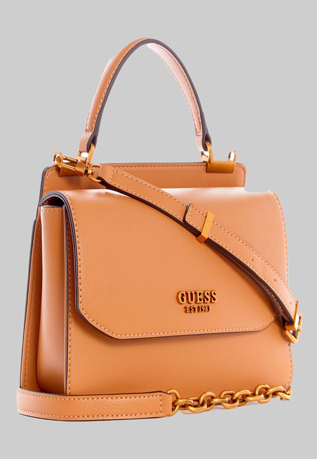 Cartera Kristle Top Handle Flap Car Café Guess-1