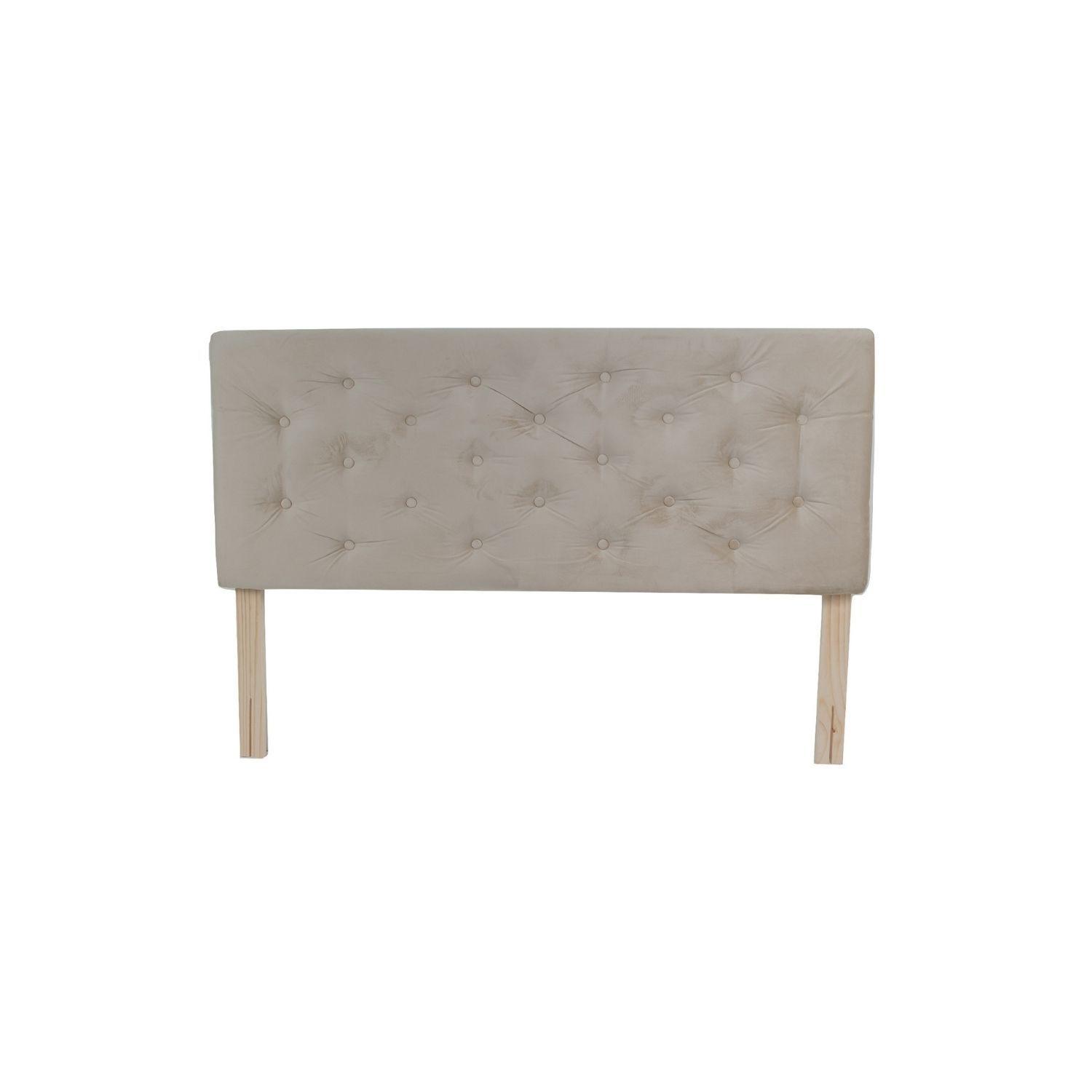 Cama Americana 2P + Colchon de resortes + Respaldo Beige Felpa Pmetal-2