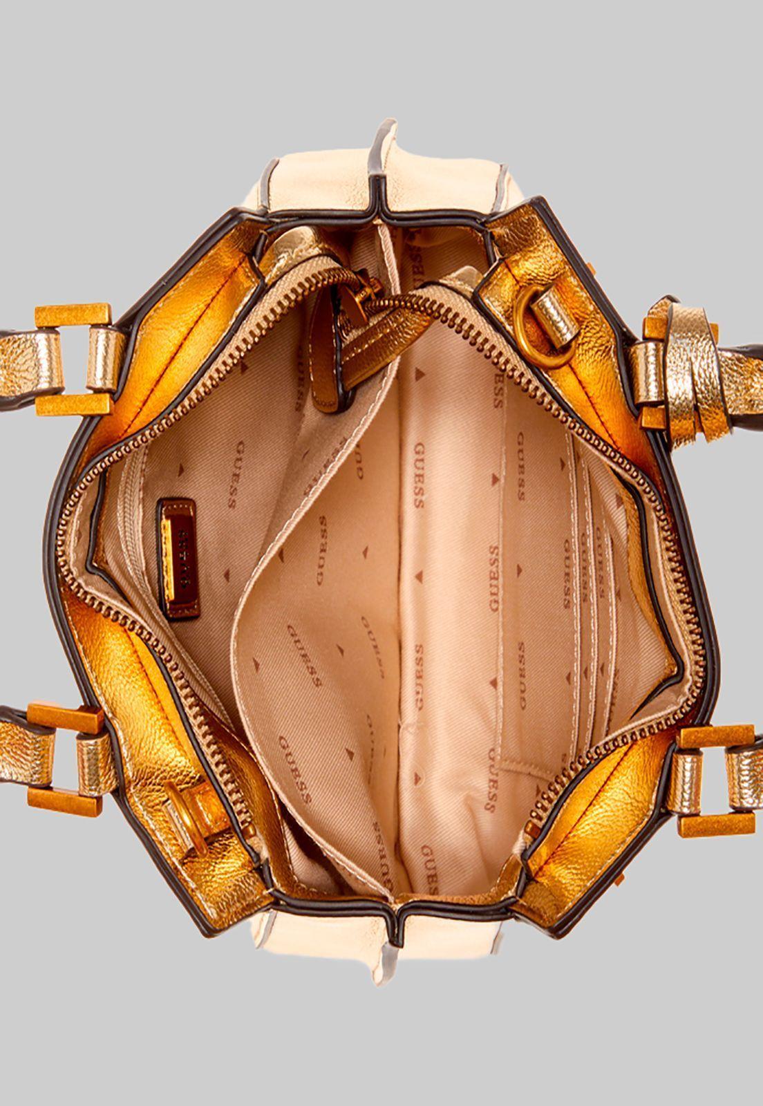 Mini Cartera Katey Mini Satchel Lte Café Guess-3