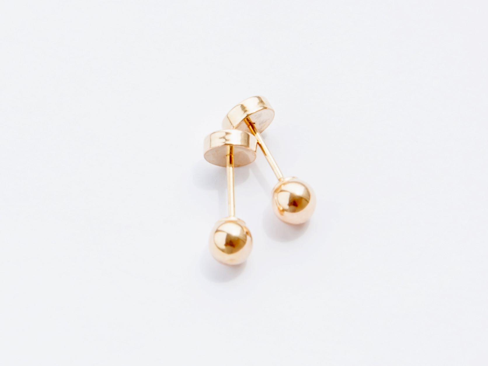 AROS ORO 18 KILATES BOLITA 4mm BEBE -1