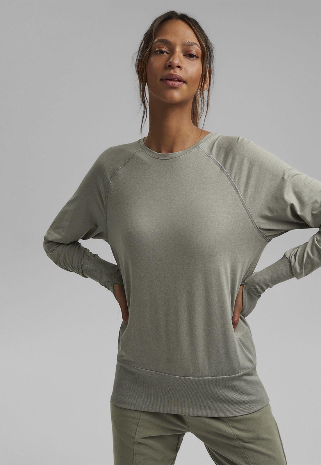 Polera Deportiva Mujer Manga Larga En Tencel Esprit Khaki-0