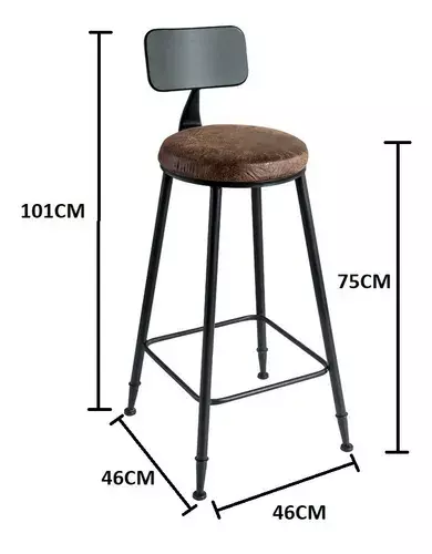 Silla De Bar Metálica 75 Cm Con Respaldo-1