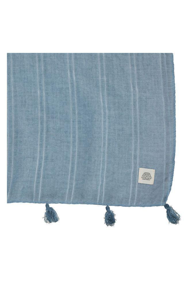 Pañuelo Liso Pompones Azul Humana-1
