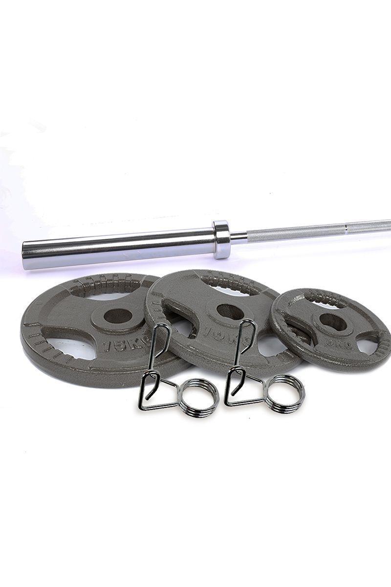 Pack Barra Olímpica 220 cm 28mm + 80 Kg Gris-3