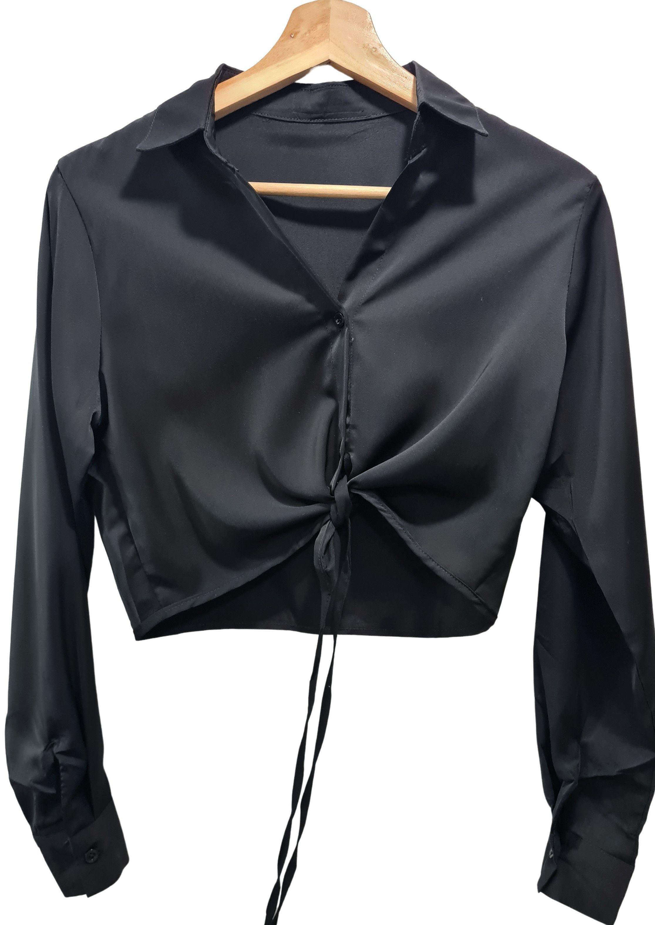 Blusa Corta MLK Negra Mujer -0