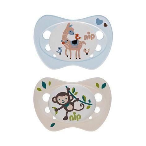  Chupete Newborn Silicona Llama/Mono Celeste-Blanco 0-2 meses NIP-0
