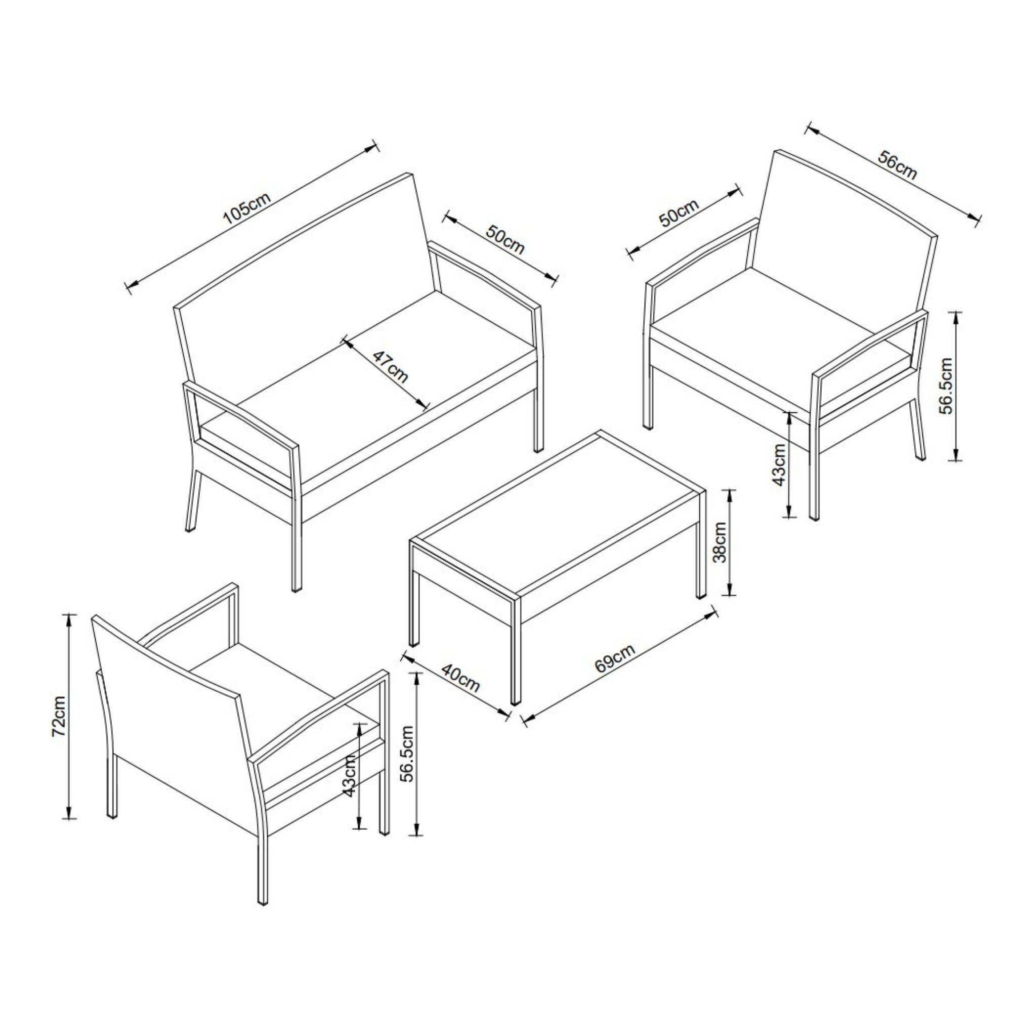 Juego de Living Terraza Doral Beige 4 Personas-2