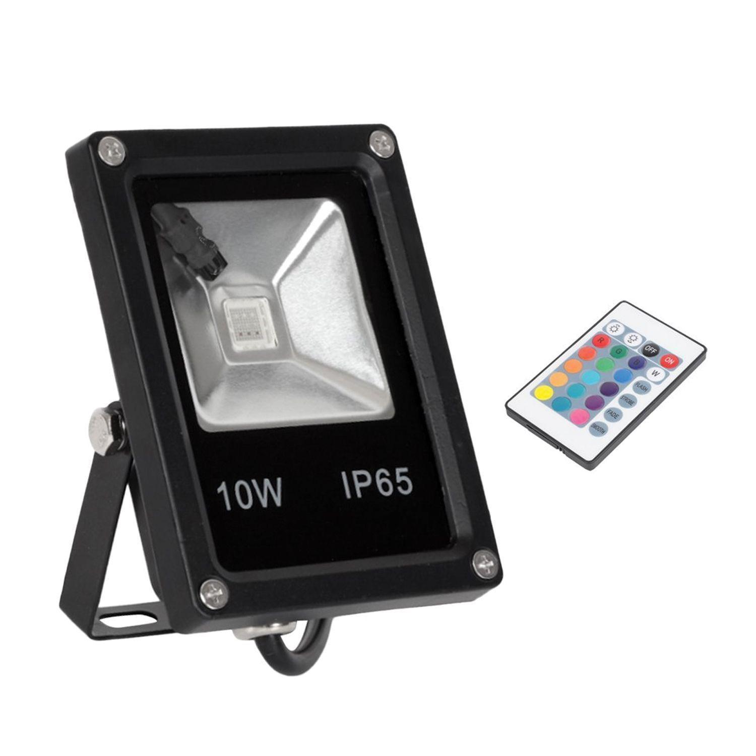 Foco Proyector de Área LED 10W RGB Con Control Remoto-0