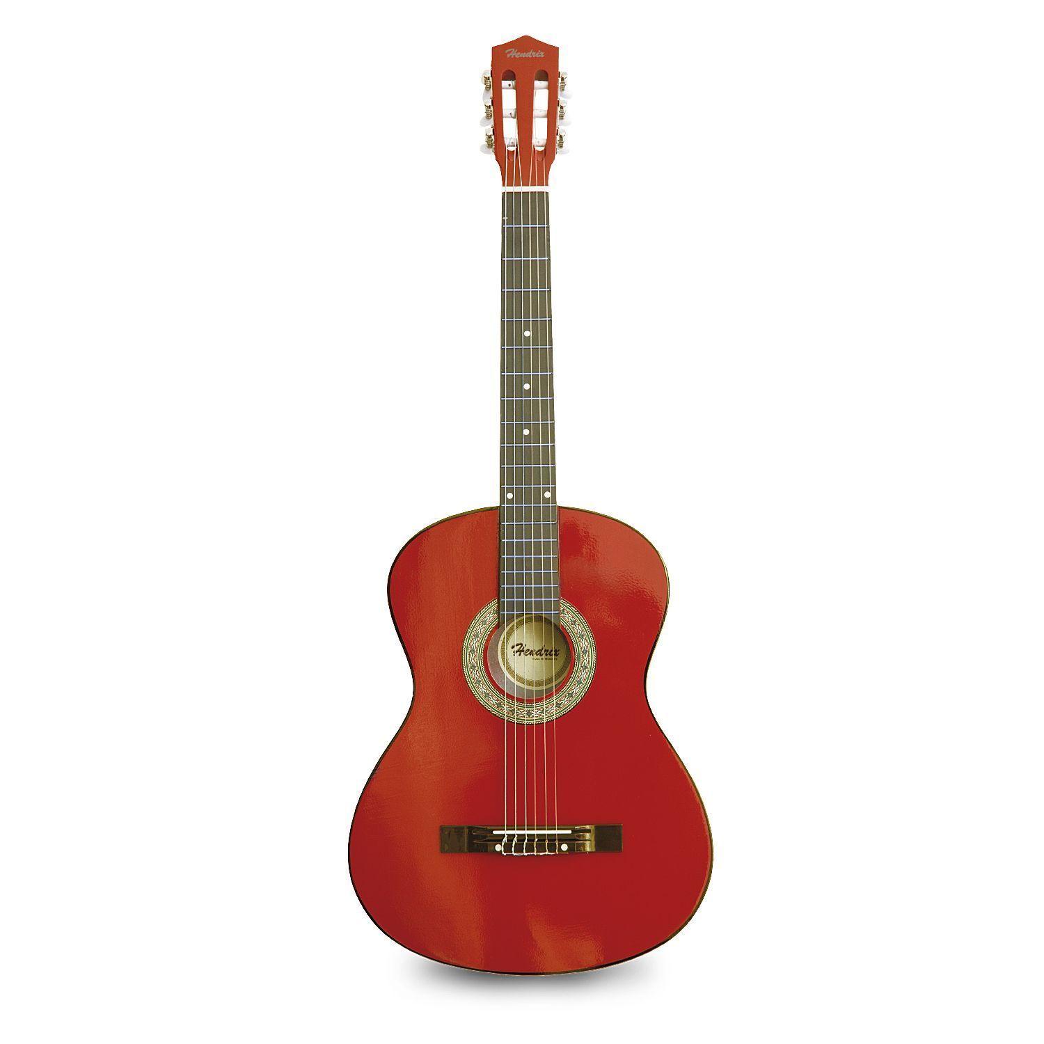 Guitarra Clásica 30 Pulgadas Roja Con Funda Hendrix-0