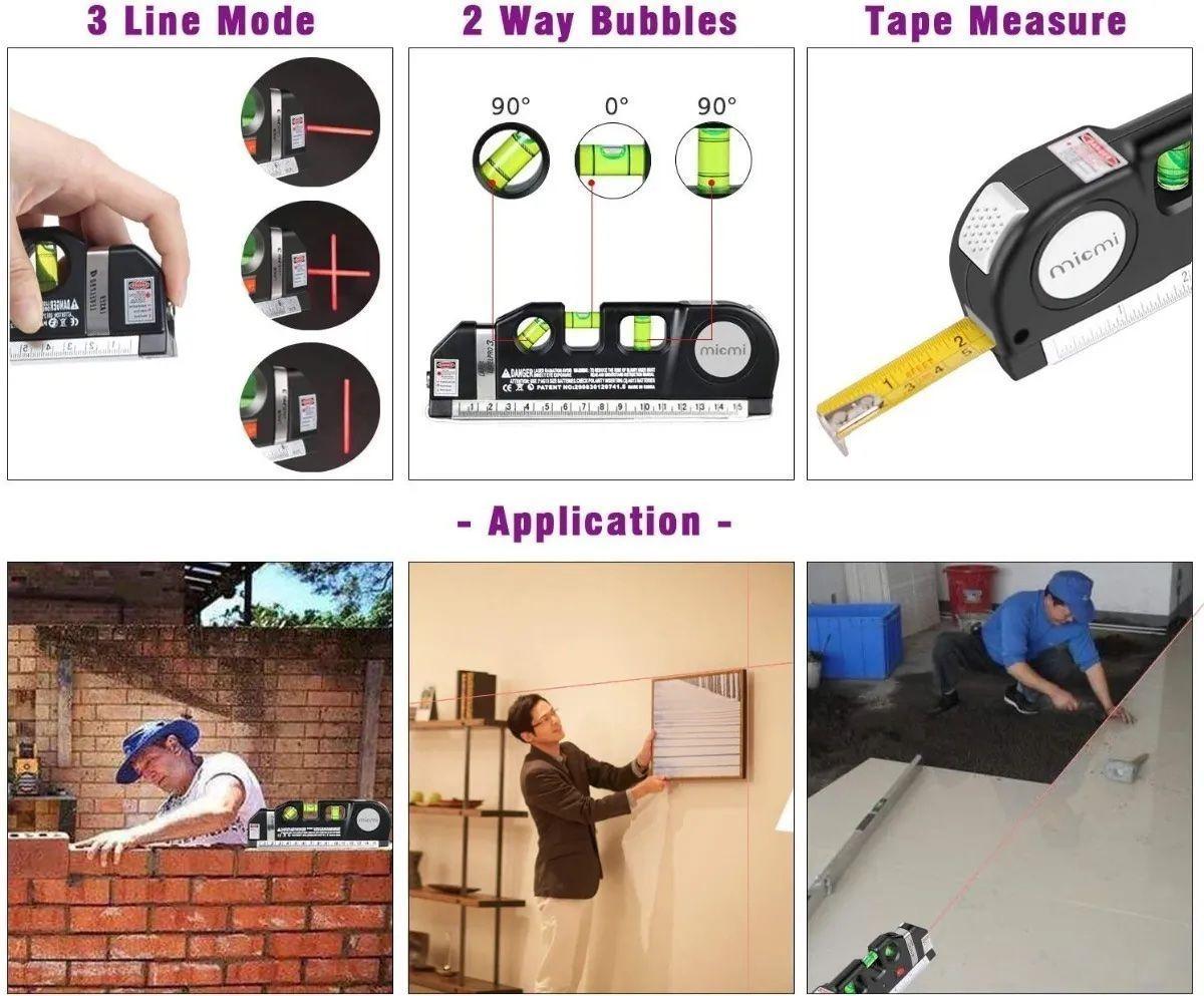 Nivel Laser Cinta Metrica Huincha Regla Pro 3 Multiuso-4
