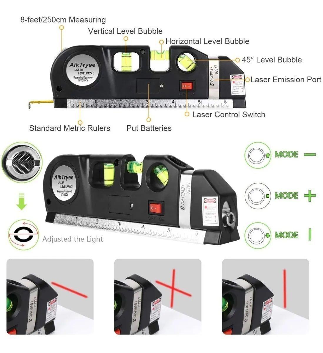 Nivel Laser Cinta Metrica Huincha Regla Pro 3 Multiuso-2
