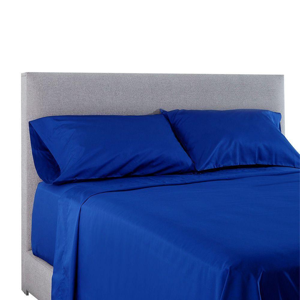 Juego Sabanas Lisa 1.5 Plaza + Funda Azul-0