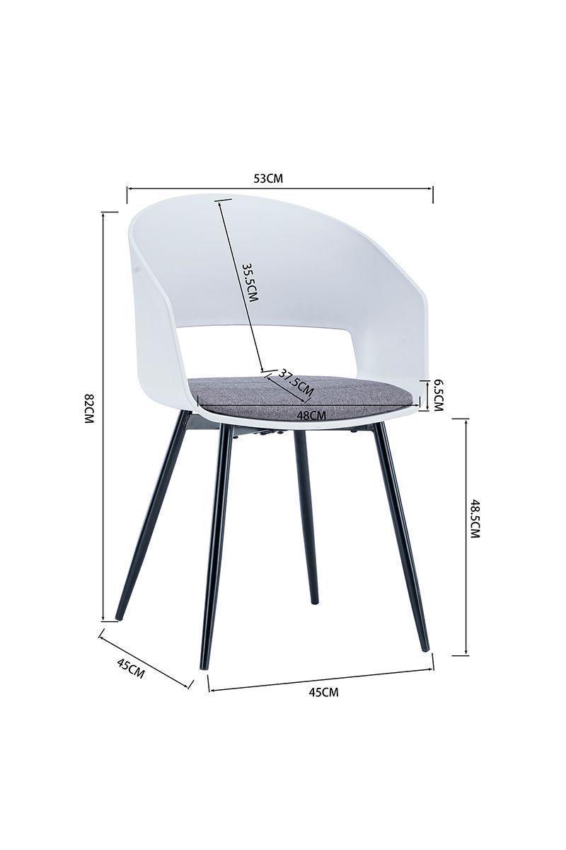 Silla de Comedor con Cojín Bicolor Blanco-2