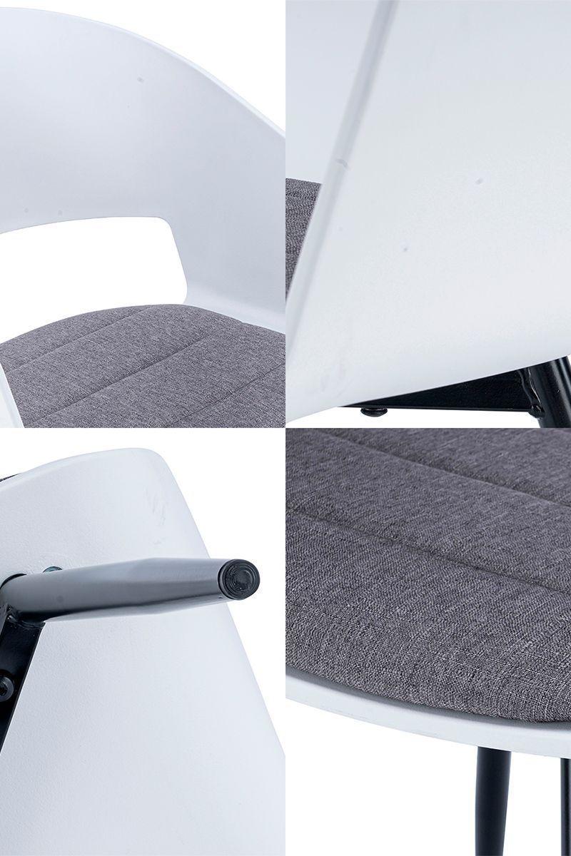 Silla de Comedor con Cojín Bicolor Blanco-4