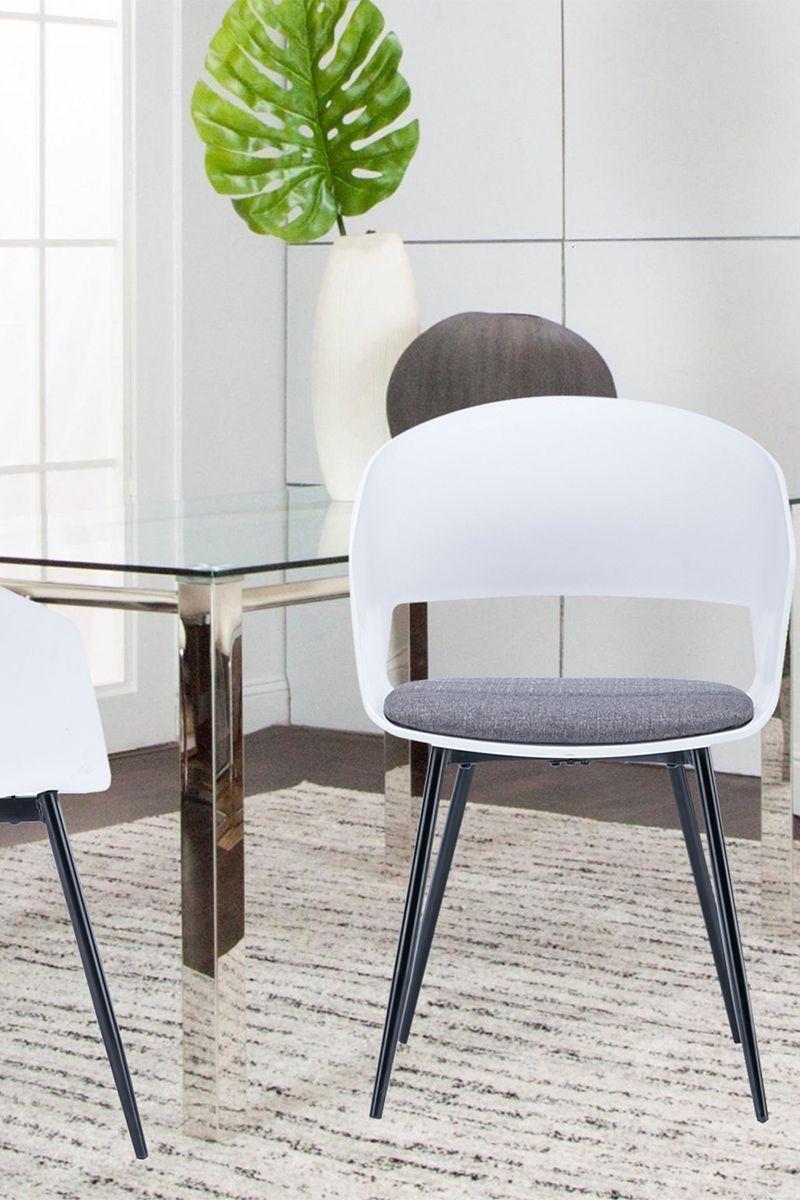 Silla de Comedor con Cojín Bicolor Blanco-1